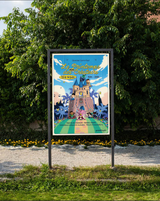 Affiche évènement - Illustration cartoon + paysage/décor
